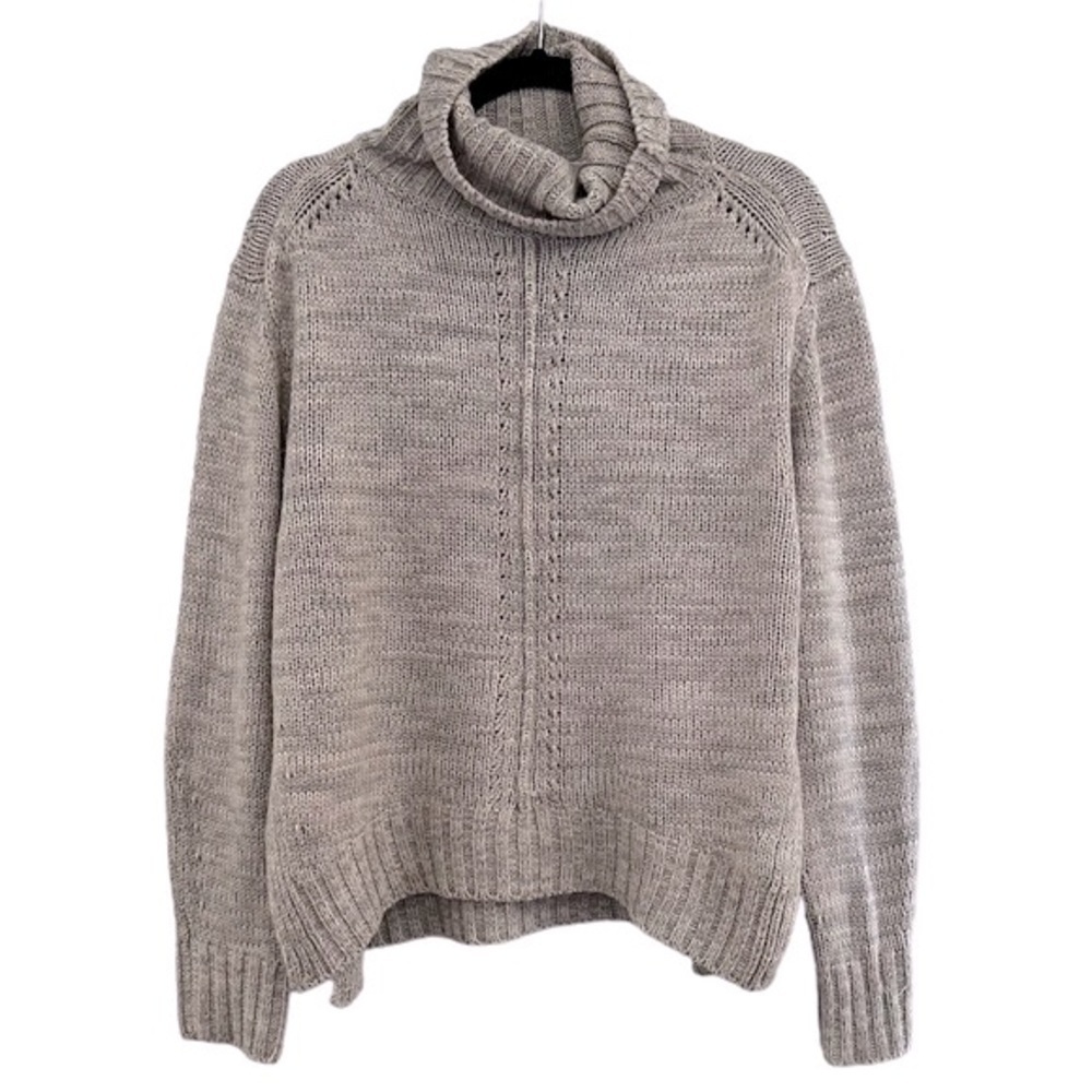 John + Jenn Revolve Side Slit Turtleneck Sweater in Tan Size Large